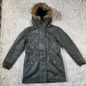 J. Crew Women’s Perfect Parka Army Green Waterproof Hooded Jacket Coat
